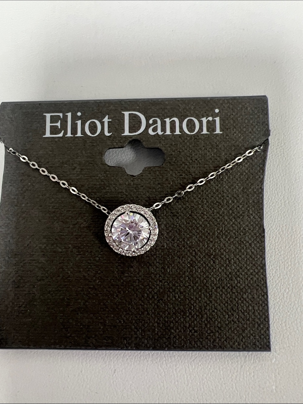 Eliot Danori Silver Round Halo Pendant Necklace - Clear